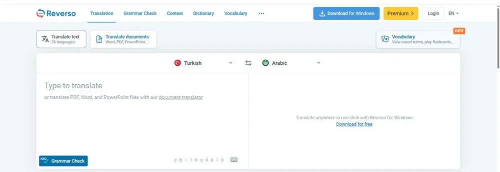 موقع Reverso Translation